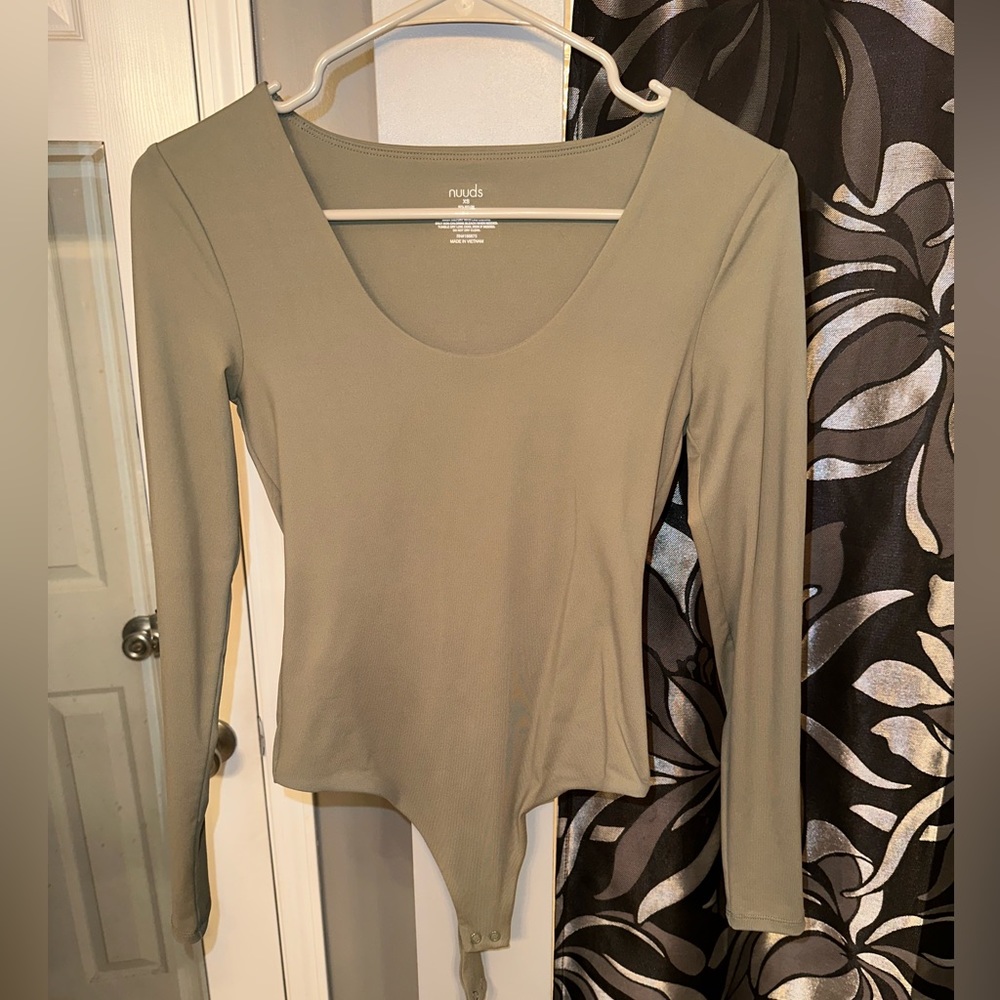 Nuuds Olive Scoop neck bodysuit